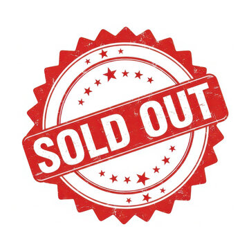 Red grunge sold out rubber stamp badge with stars