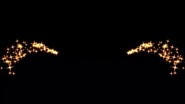 Glitter sparkles twinkle stars line and twinkle sparkle stars animation, star sparkle vector doodles, glowing light effect, magic sparkle glitter line stars, twinkling magic dust on black background.