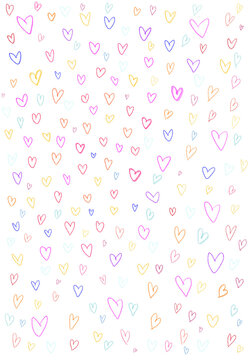 seamless pattern with hearts handdrawn doodle scholar style 