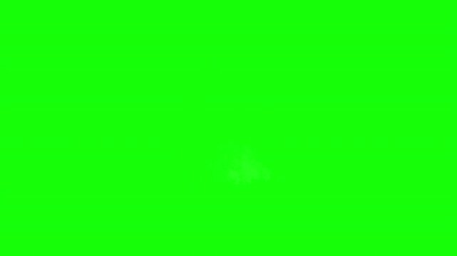 Small explosion with fire and smoke on green screen. Explosion with embers and smoke isolated. Detonation effect with smoke billowing. Small fireball explosion with smoke plume