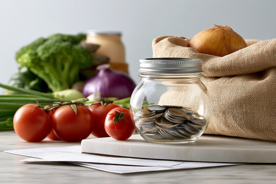 Global economy inflation forecast with food price and coin jar