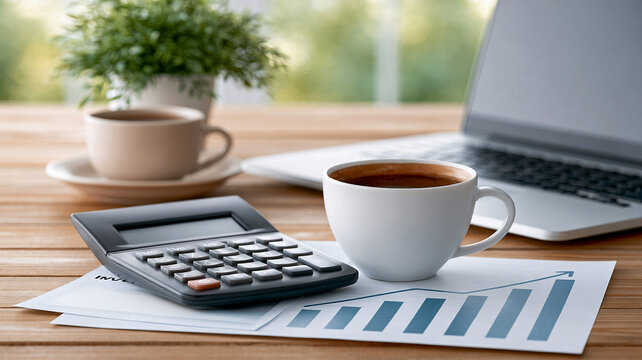 Global economy inflation forecast with coffee cup calculator