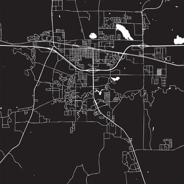 Vector Street Map of Gillette Wyoming Black and White Minimalist City Road Map