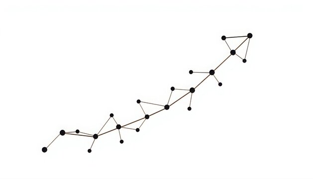 Abstract growth trend graph represented by connected dots and lines with connection analysis business statistics progress strategy visualization information structure development performance