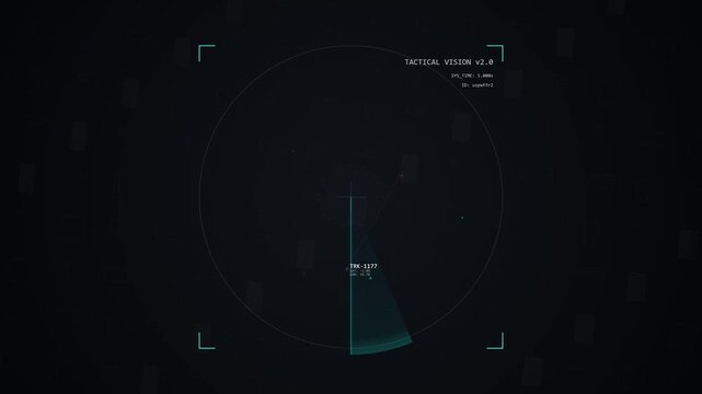 Futuristic digital radar interface displaying sonar pings and data visualization on a dark starry background, technology concept