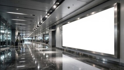 Fototapeta premium Modern Airport Hallway with Large Blank Digital Billboard Display.