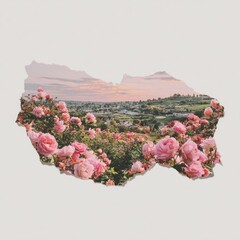 Obraz premium Pink roses scenic landscape silhouette