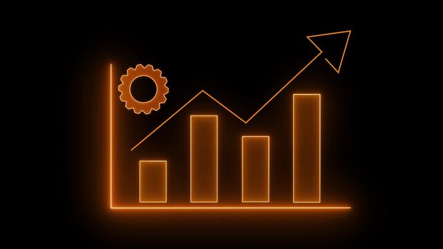 Download free with trialBusiness efficiency concept on black background. how much a company or organization can produce as it relates to time, cost and quality. motion graphics of increasing arrow. 