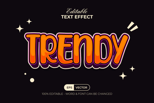 Trendy Text Effect 3D Orange Color Style