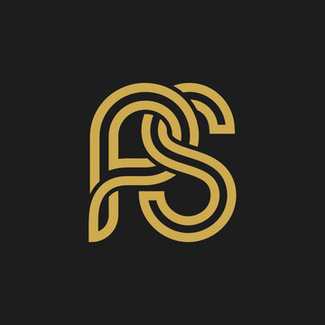 Elegant Gold Intertwined Letters PS Monogram Logo Design