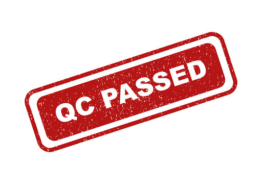 Red grunge rubber stamp with the text qc passed on a simple design