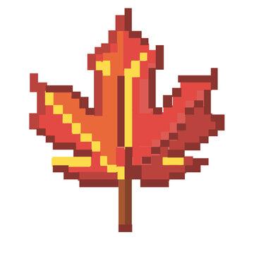 Maple Leaf Retro Pixel Art &ndash; 8-Bit Autumn Nature Icon in Vintage Video Game Style