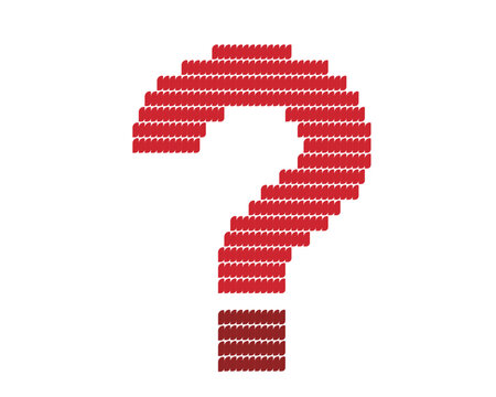 Red scribbled question mark symbol isolated on white background with question