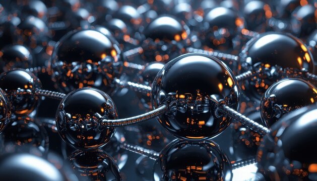 Abstract digital network molecular structure made of metallic spheres with molecule structure technology scientific connection abstract background chemistry particle industrial complexity