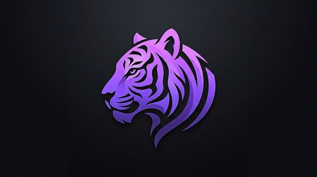 Modern Purple and Violet Gradient Roaring Tiger Logo Vector Illustration