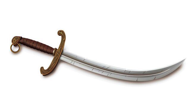 Sword Isolated on White Background Sharp Weapon Object for Historical and Fantasy Concept.