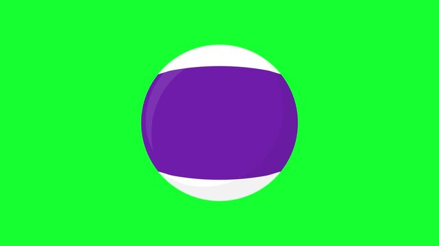 Animated number 12 purple striped billiard pool ball isolated on green screen background. Great visual asset for cue sports video production.
