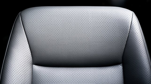 Close up of grey synthetic seat upholstery with fine dotted pattern texture, showcasing automotive interior design, modern material surface, abstract background, fabric detail luxury vehicle concept
