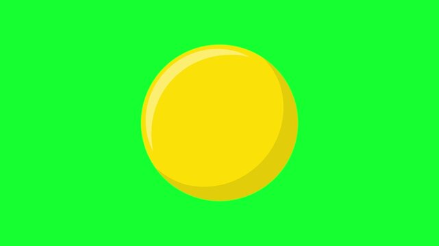 3D animated rotating yellow billiard ball number 1 spinning loop on green screen background. Isolated pool table ball motion graphics for sports video.