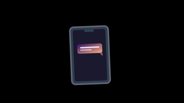 Smartphone notification pop-up animation with incoming message bubble on mobile screen 4k