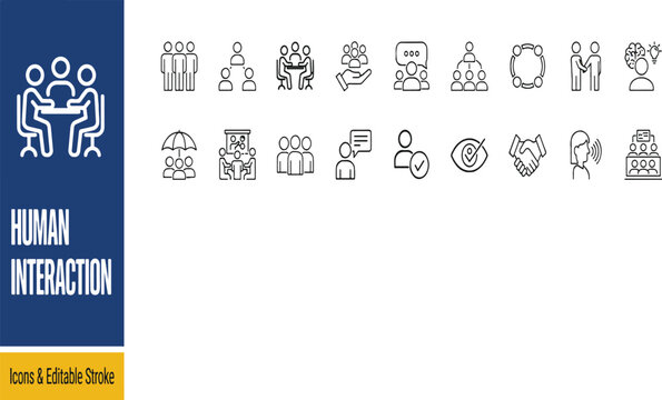 Human interaction and corporate business meeting icons set for professional communication with interaction business communication corporate networking