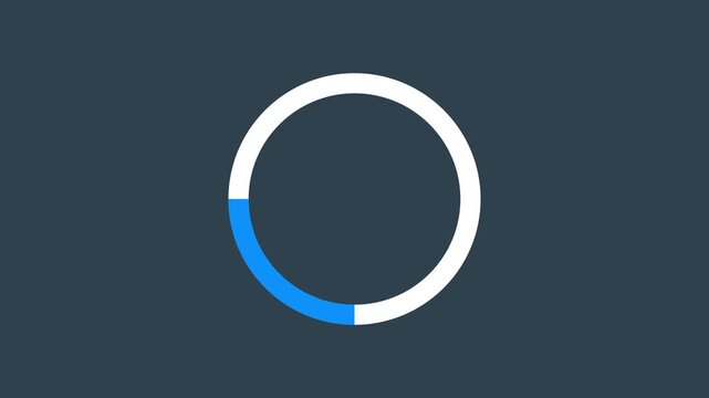 Elegant blue loading ring animation on dark gray background. Modern dark mode UI UX preloader motion graphic element for tech applications.