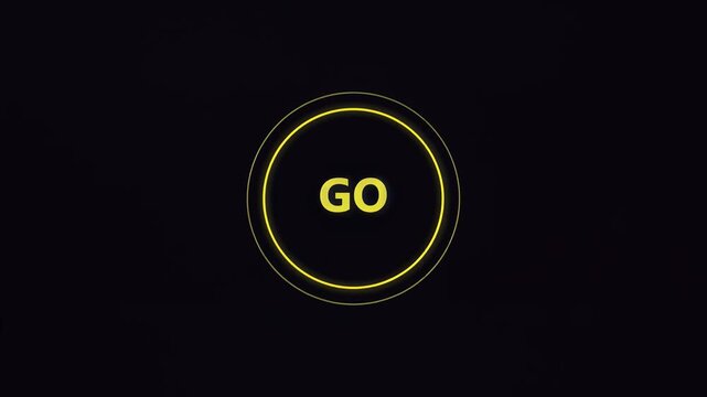 Animated yellow go button icon flashing on black background