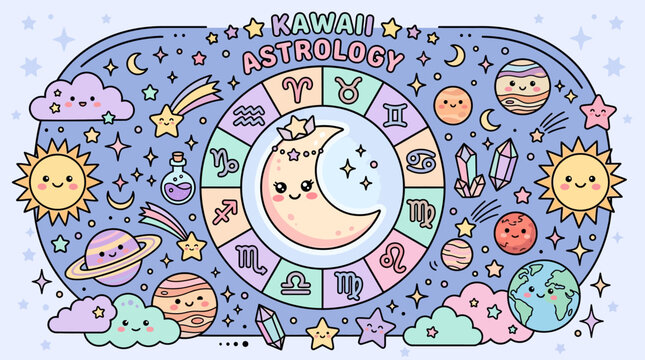 Cute cartoon zodiac calendar design.
