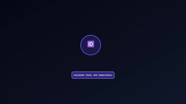 Soulbound token non-transferable digital identity animation for blockchain technology and web3 security 4k