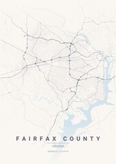 Fototapeta premium County Map Poster of Fairfax, Virginia - Pastel Dream Style