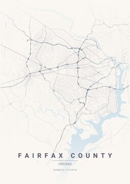 County Map Poster of Fairfax, Virginia - Pastel Dream Style