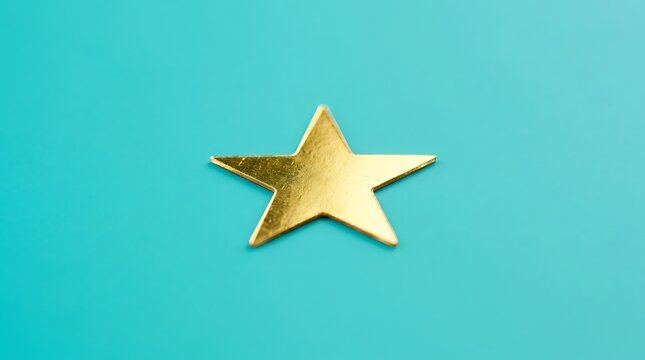 A Single Golden Star Against A Turquoise Gradient Background