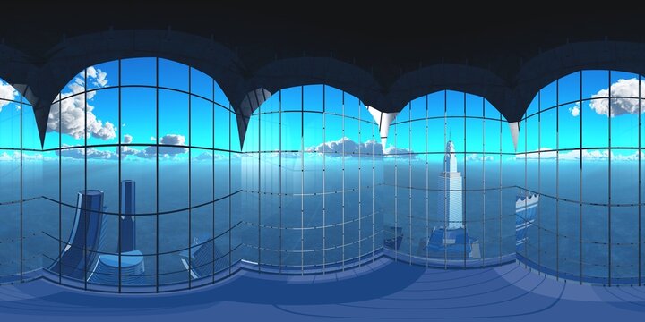 HDRI, environment map, spherical panorama, equidistant projection, production room, factory premises,
3D rendering