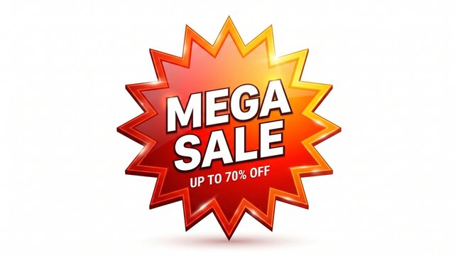 Bold Mega Sale Banner with Up to 70% Off Discount Promotion