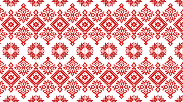 Indonesian Red and White Traditional Batik Pattern Background for Independence Day Celebration.