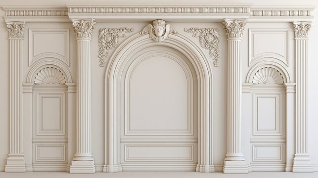 Classical wall paneling showcasing ornamental details indoors