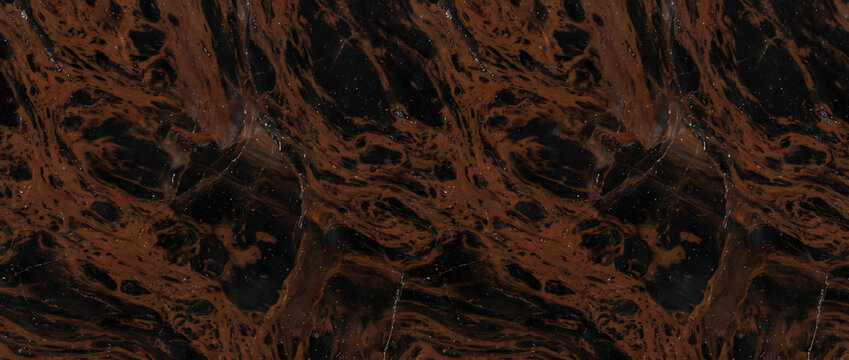 Mahogany obsidian texture showcasing rich brown and dark black swirled mineral patterns across a polished volcanic glass surface delivers a bold luxury backdrop for modern designs