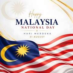 Obraz premium Happy malaysia national day greeting card design