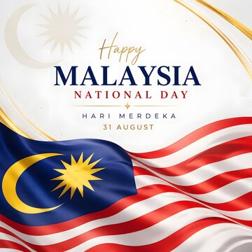 Happy malaysia national day greeting card design