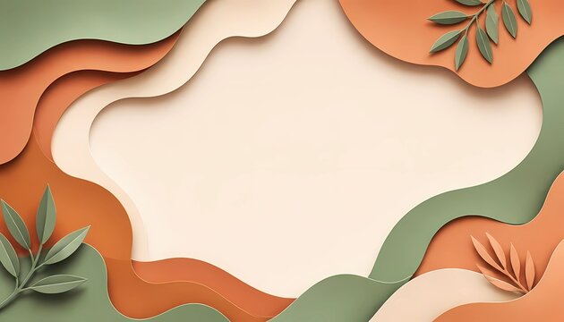 Abstract papercut layer background with tropical leaf frames and blank copy space for design template