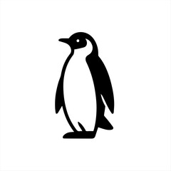 Obraz premium Simple Penguin Silhouette Icon in Minimal Flat Black Design Isolated on White Background