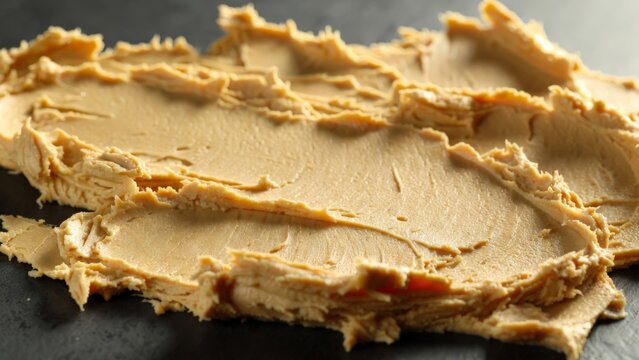 Close up texture of spread peanut butter.