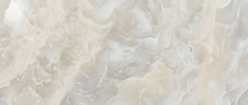 Marble texture featuring a spectacular blend of light white onyx stone layers with complex natural fractures creates an elegant luxury backdrop for modern upscale branding designs