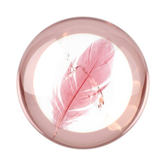Cat eye blush pink glass marble with internal rose feather motif, transparent isolated design element on transparent © MDNANNU