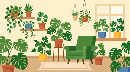 Indoor Jungle Setup with Monstera and Philodendron © Bima