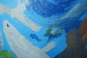 Blue and brown abstract mural texture in Berlin © OBOSHIART