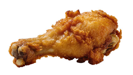Crispy golden fried chicken wing with crunchy breading, isolated on transparent background © Aliona