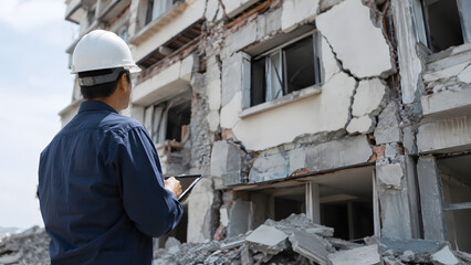 Fototapeta premium Structural Engineer Inspecting Earthquake Damage