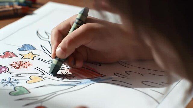 Drawing and Coloring Creative Winter Scene with Hands Creating Art