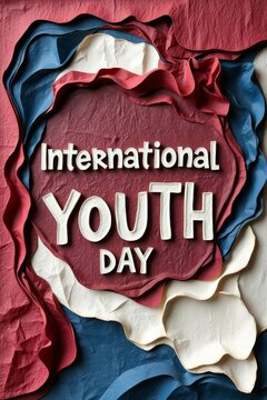 3D Papercraft Layered Typography Poster for International Youth Day